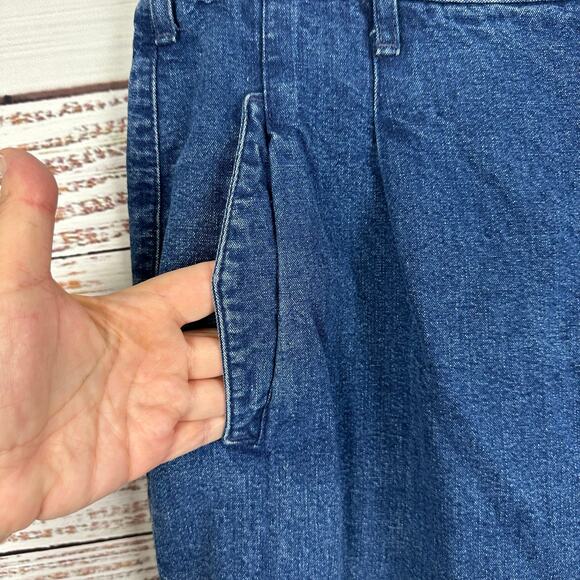 Womens VTG 80s Dockers High Waist Pleated Tapered Leg Dark Wash Jeans Stretch 14 - Picture 4 of 8